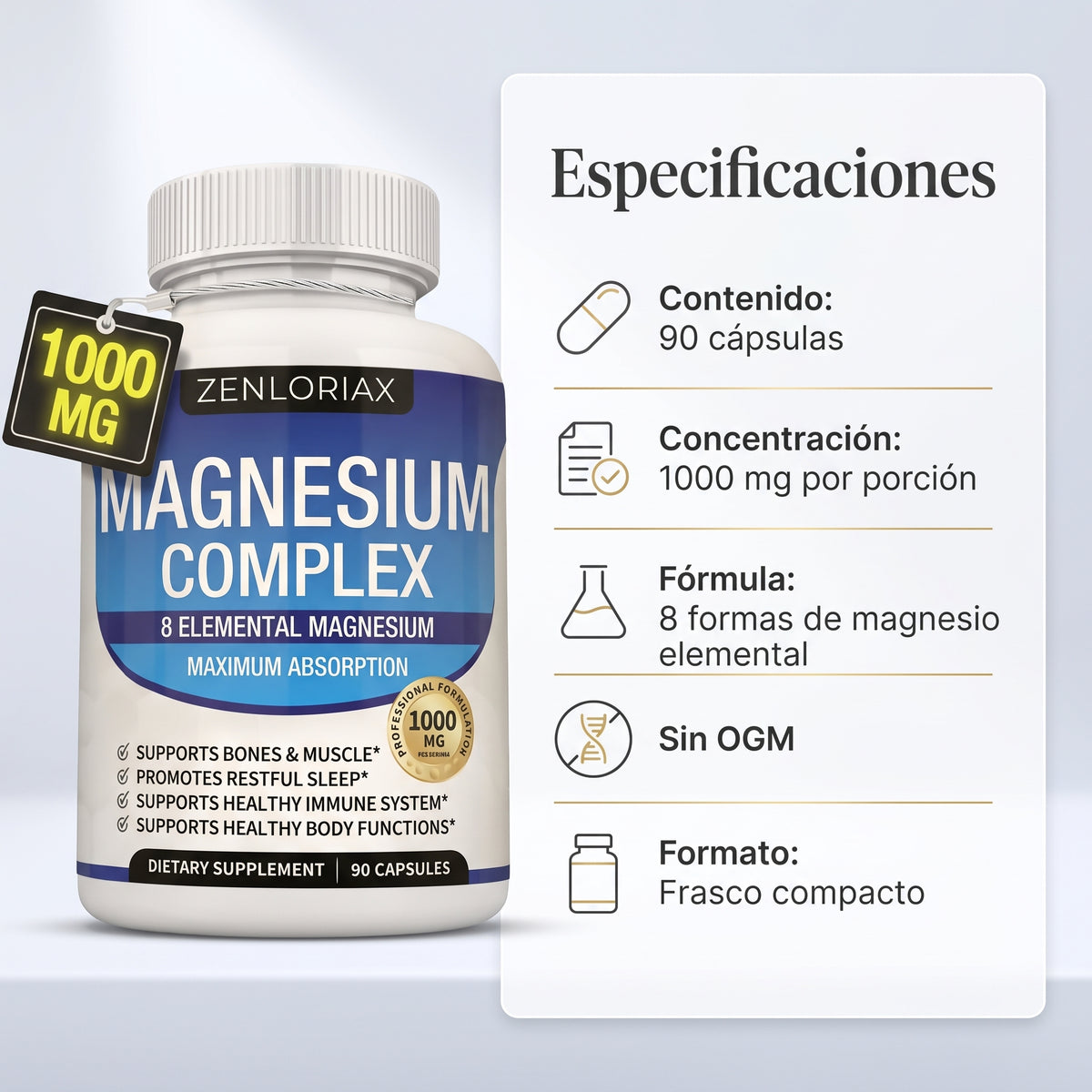 Complejo de Magnesio ZENLORIAX · 8 Formas · 1000mg