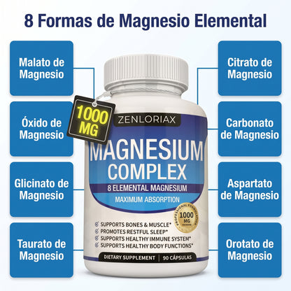 Complejo de Magnesio ZENLORIAX · 8 Formas · 1000mg